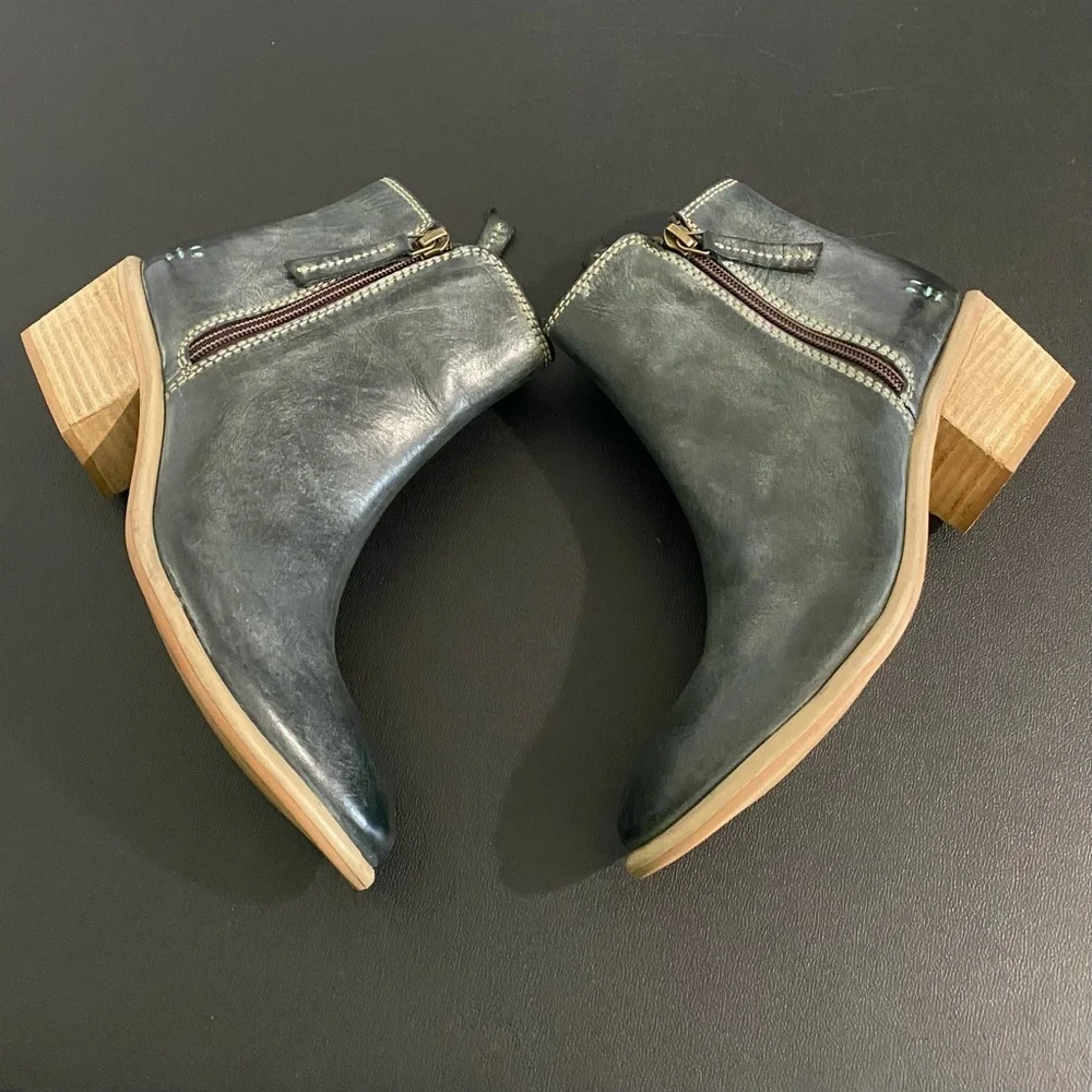 Bed Stu Roan Liz Leather Ankle Chelsea Boots Size 6 Black Epica Wash